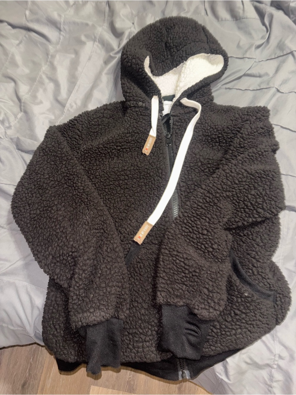Cozy Sherpa Zip Hoodie - Black